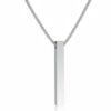Silver Bar Pendant Necklace for Men