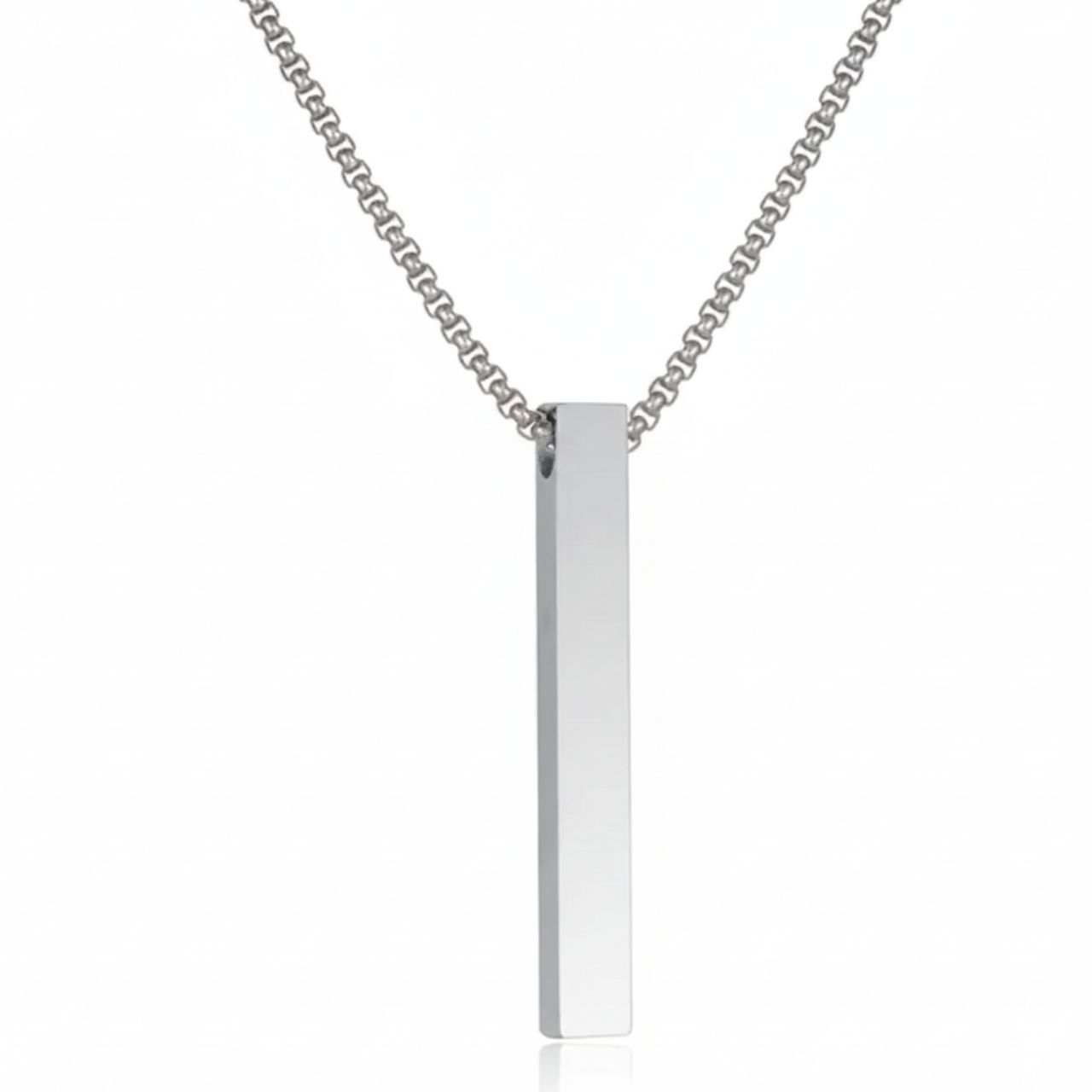 Silver Bar Pendant Necklace for Men Silver Bar Pendant Necklace for Men