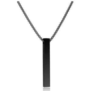 Black Bar Pendant Chain Necklace for Men
