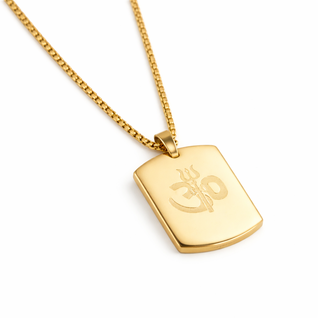 Om Trishul Gold Plated Pendant Necklace for Men Om Trishul Gold Plated Pendant Necklace for Men