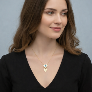 Evil Eye Heart Necklace for Women