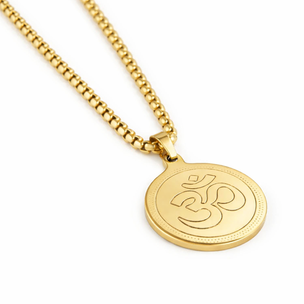 Om Pendant Gold Stainless Steel Necklace for Men Om Pendant Gold Stainless Steel Necklace for Men