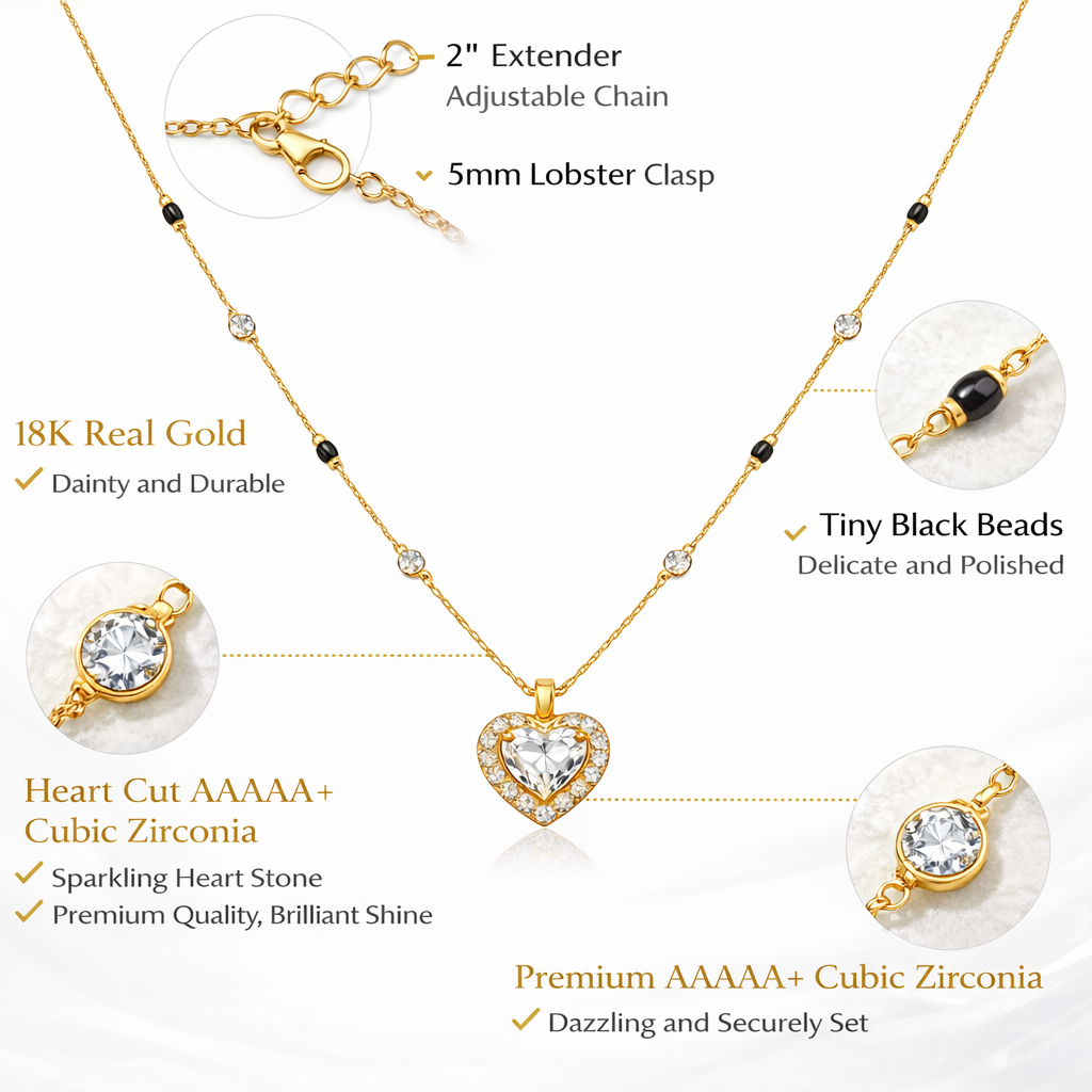 Heart Pendant Mangalsutra Necklace Heart Pendant Mangalsutra Necklace