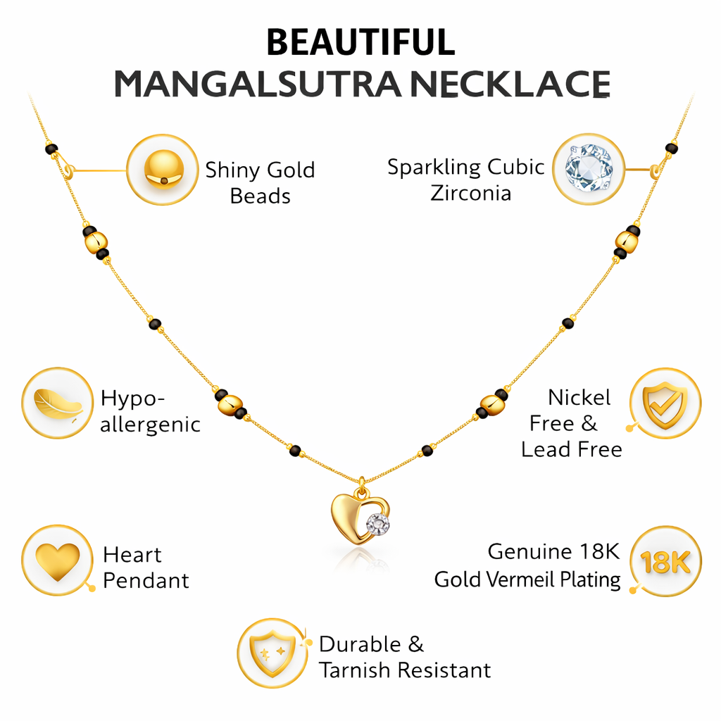 Beautiful gold mangalsutra necklace infographic