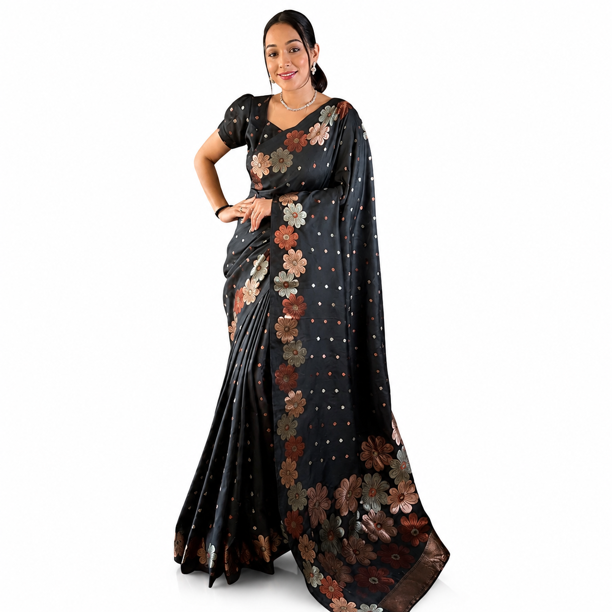 Black Soft Lichi Silk Saree Black Soft Lichi Silk Saree