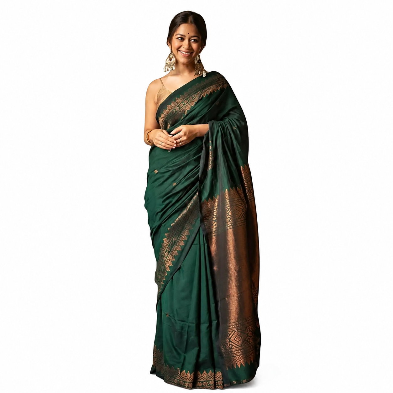 Green Soft Lichi Silk Saree Green Soft Lichi Silk Saree