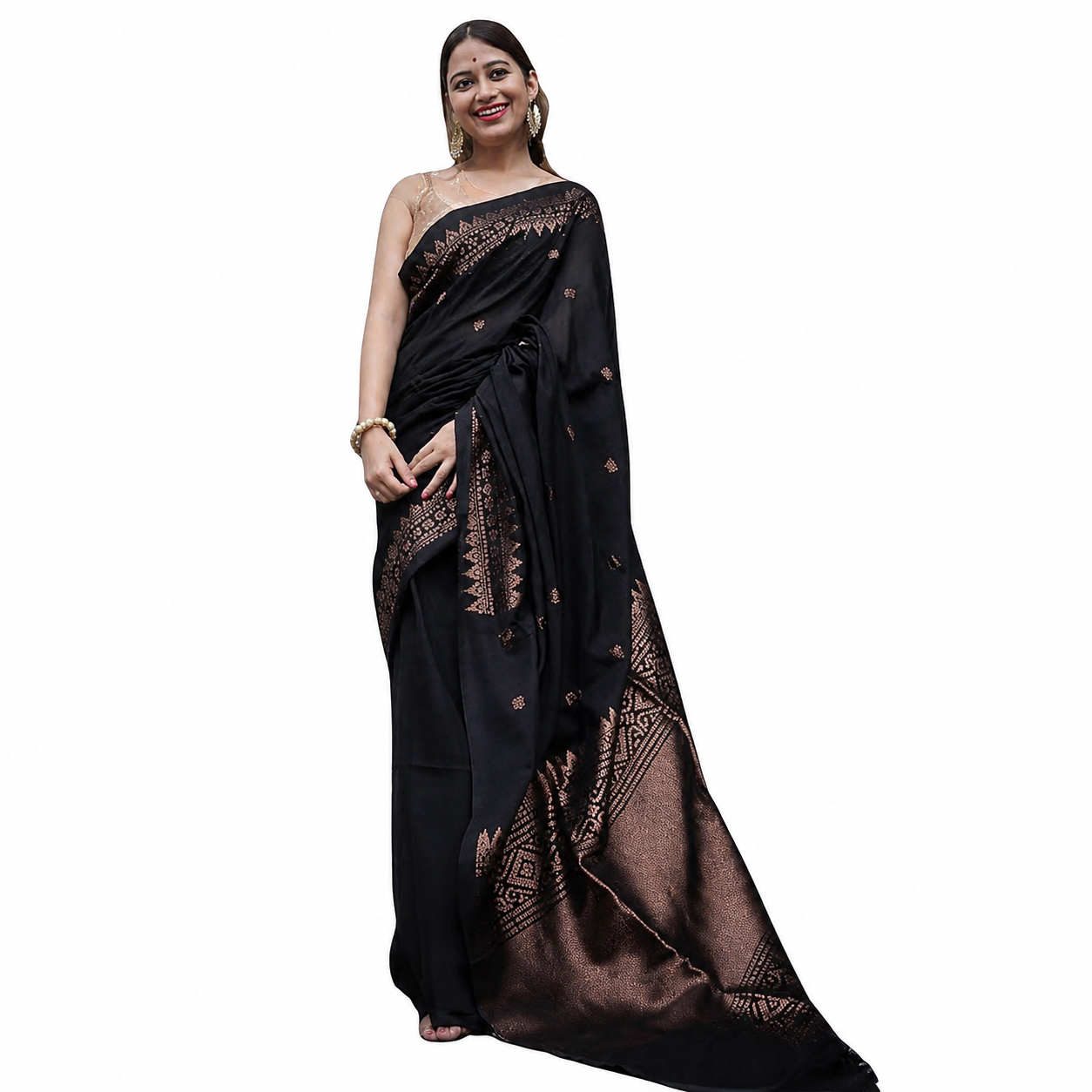 Black Soft Lichi Silk Saree Black Soft Lichi Silk Saree