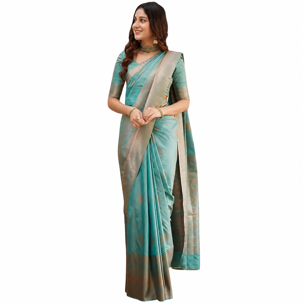 Sky Blue Soft Silk Saree for Women Sky Blue Soft Silk Saree for Women