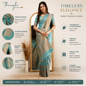 Sky Blue Soft Silk Saree for Women