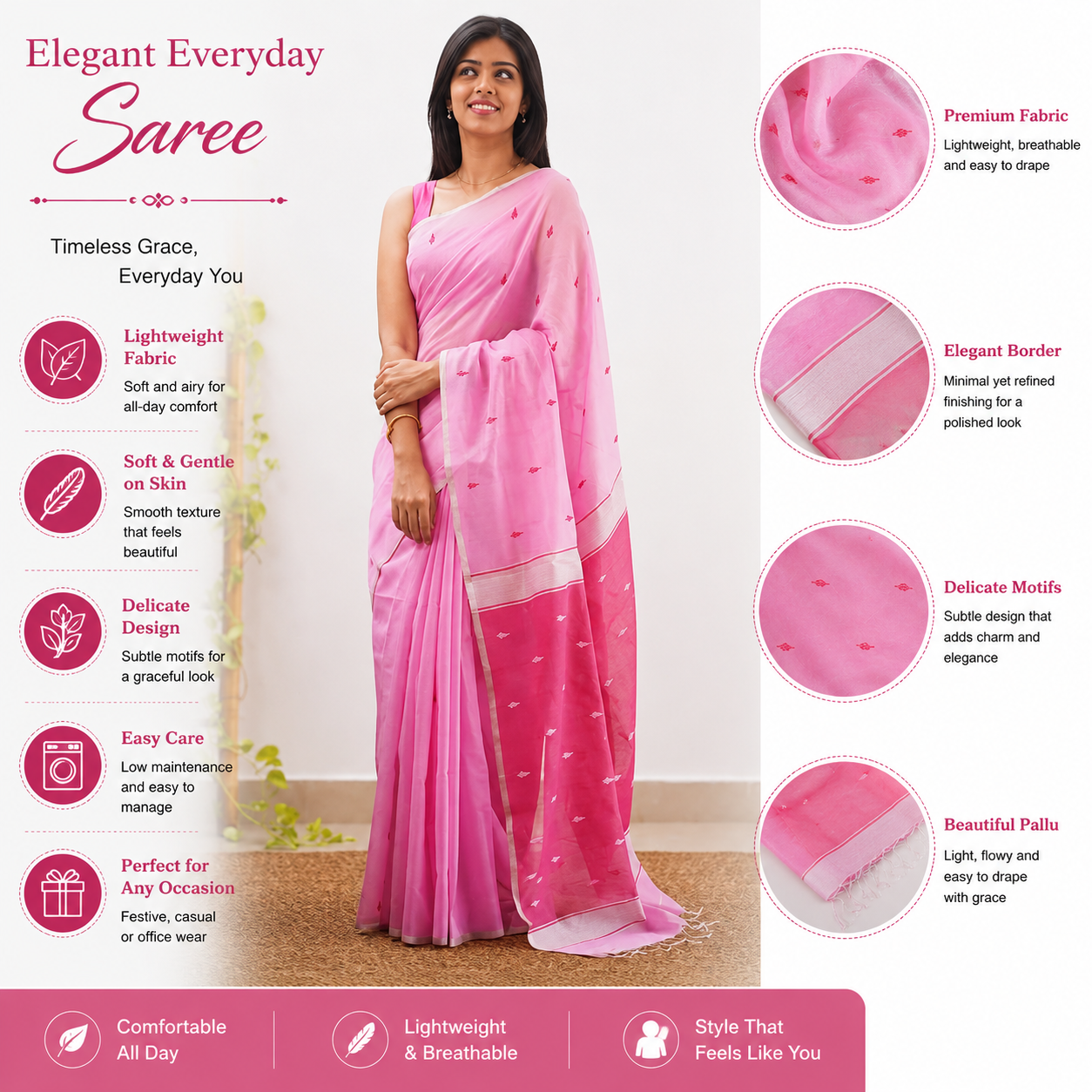 Pink Soft Organza Saree Pink Soft Organza Saree