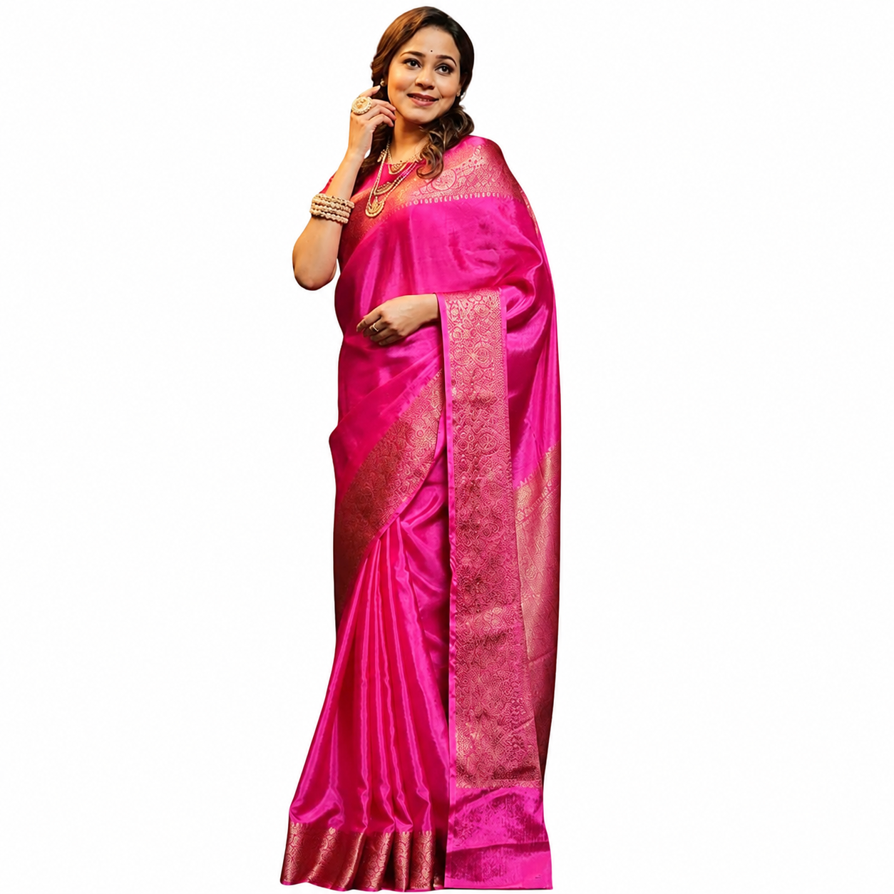Pink Soft Lichi Silk Saree Pink Soft Lichi Silk Saree