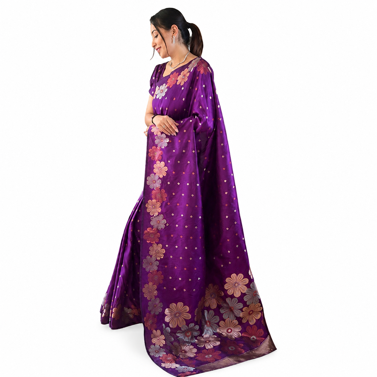 Purple Soft Lichi Silk Saree Purple Soft Lichi Silk Saree