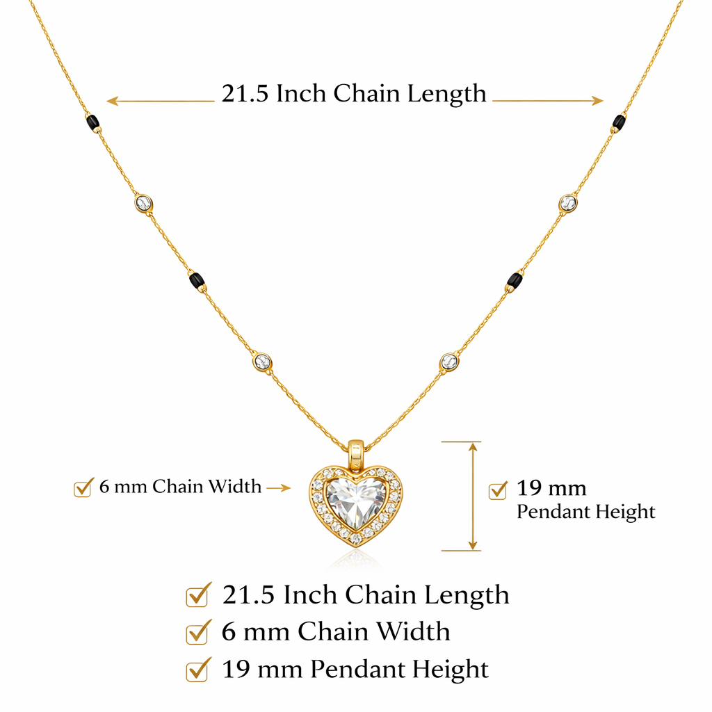 Elegant gold heart-shaped necklace details