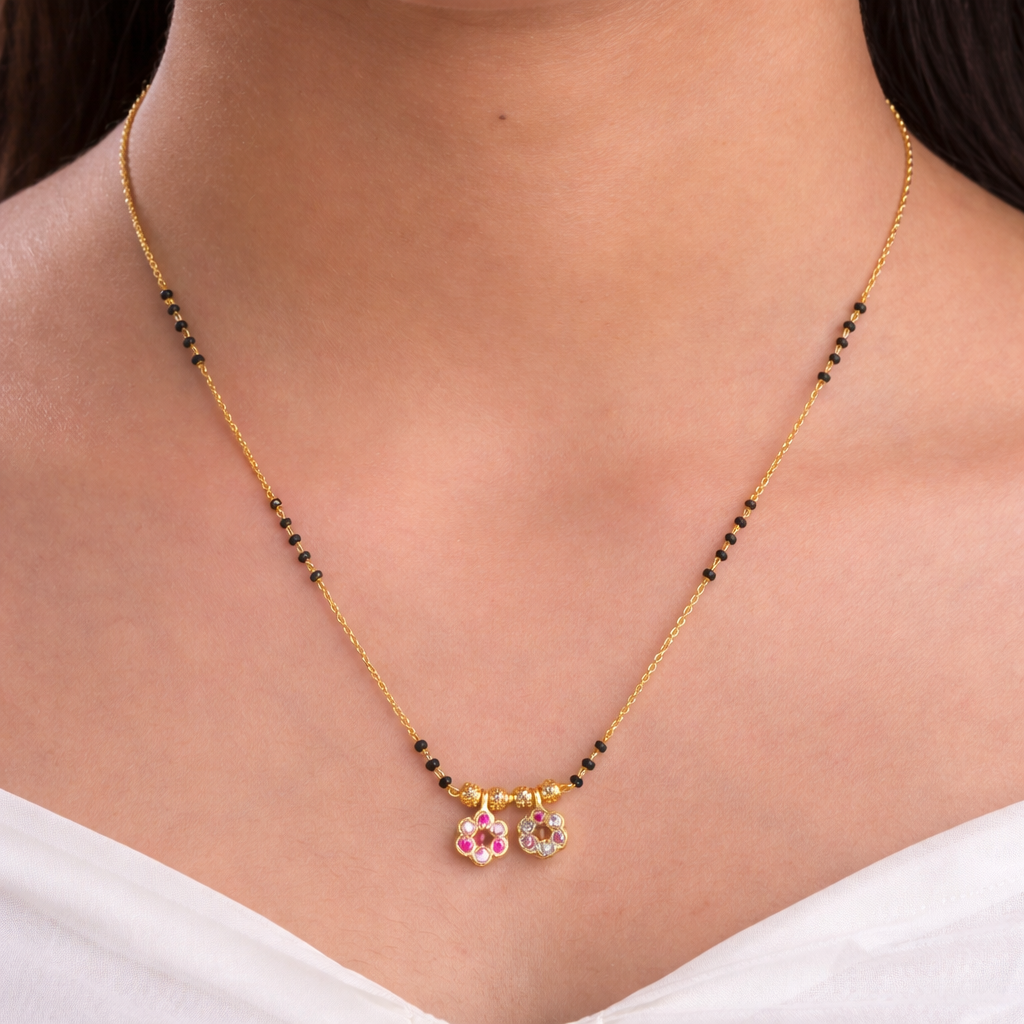 Elegant gold mangalsutra close-up