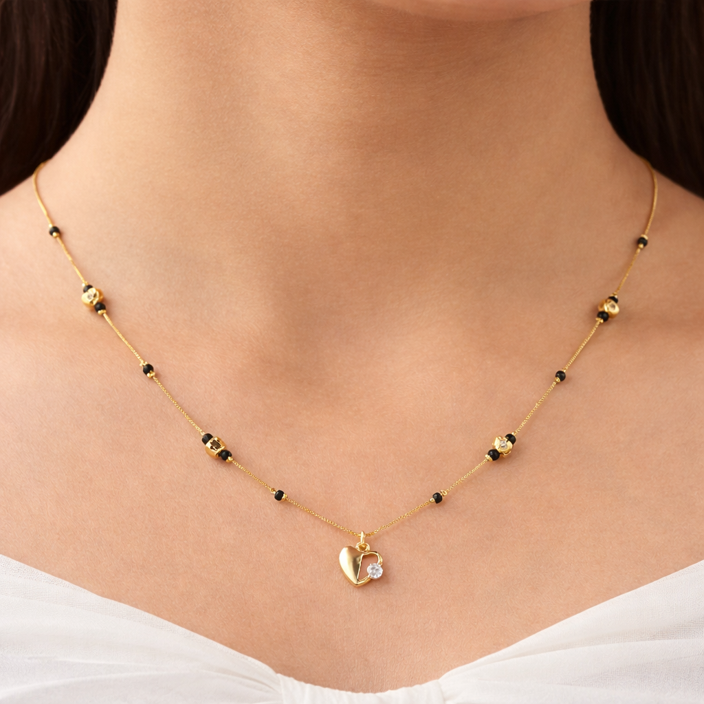 Elegant gold mangalsutra necklace close-up