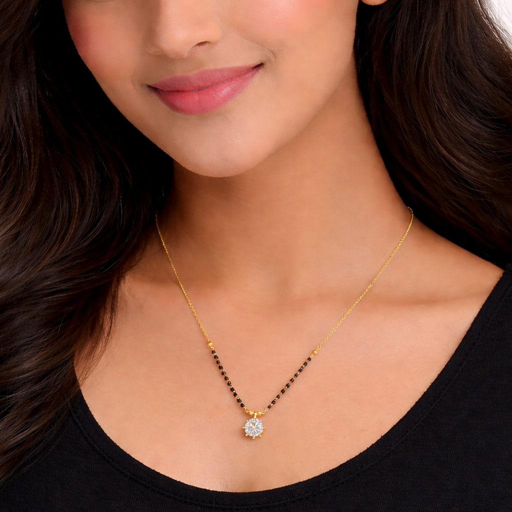 Elegant mangalsutra with diamond pendant