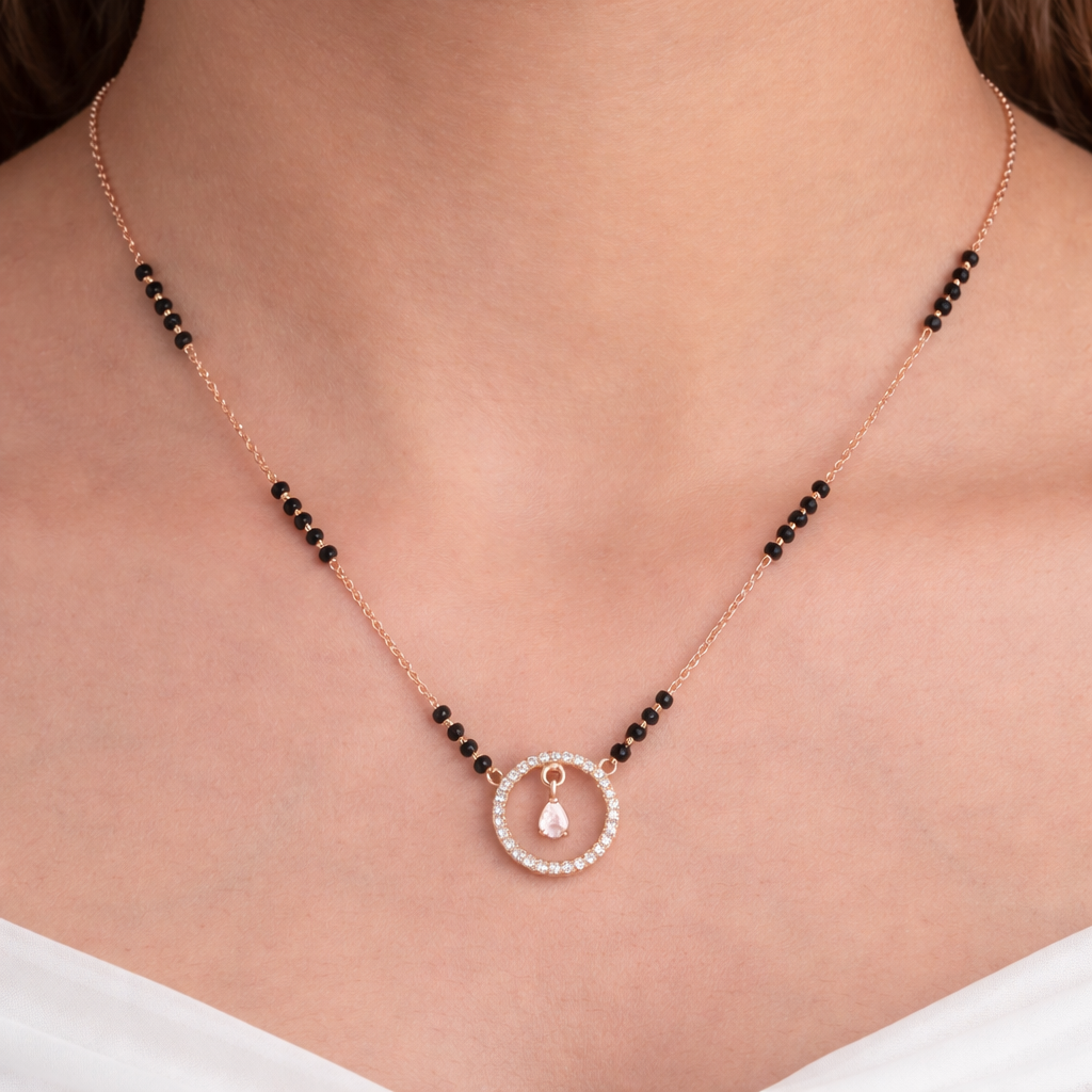 Elegant rose gold necklace close-up