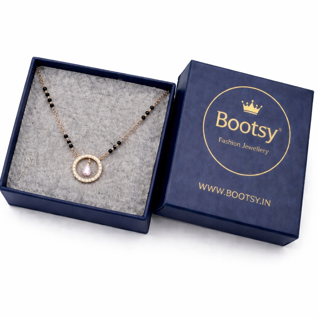Elegant rose gold necklace in jewelry box