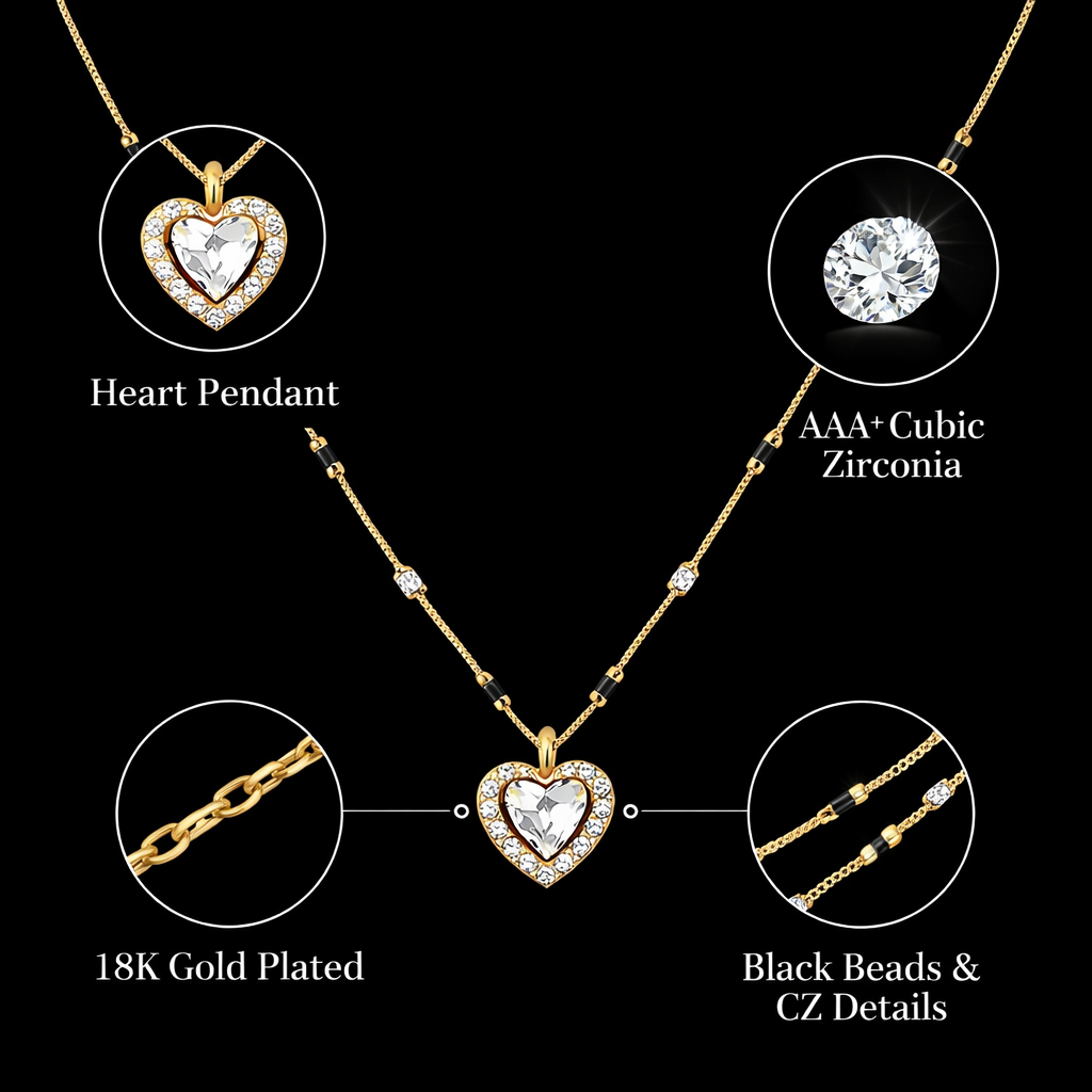 Heart Pendant Mangalsutra Necklace Heart Pendant Mangalsutra Necklace